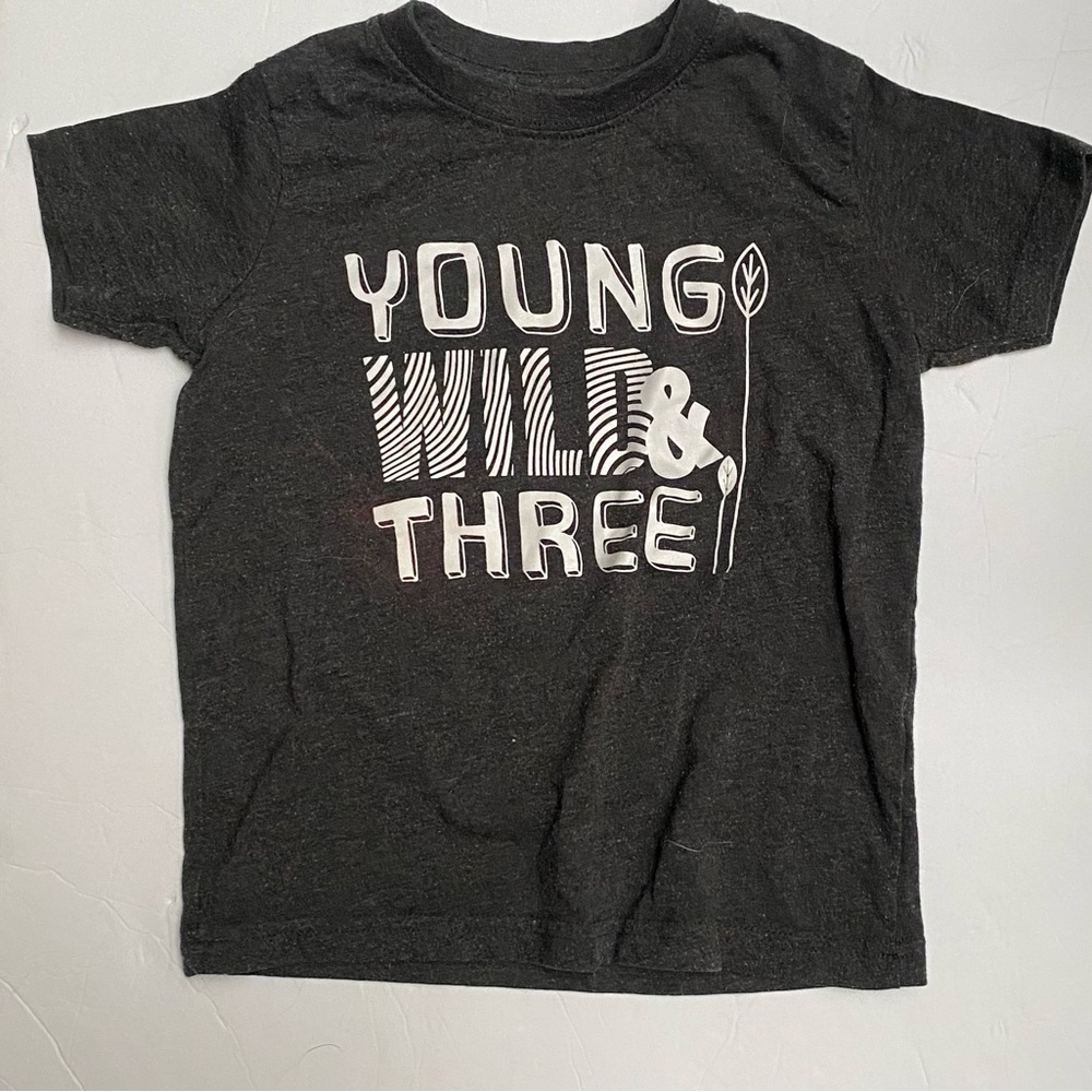 Young Wild & Three Graphic Tee - dark Heather grey